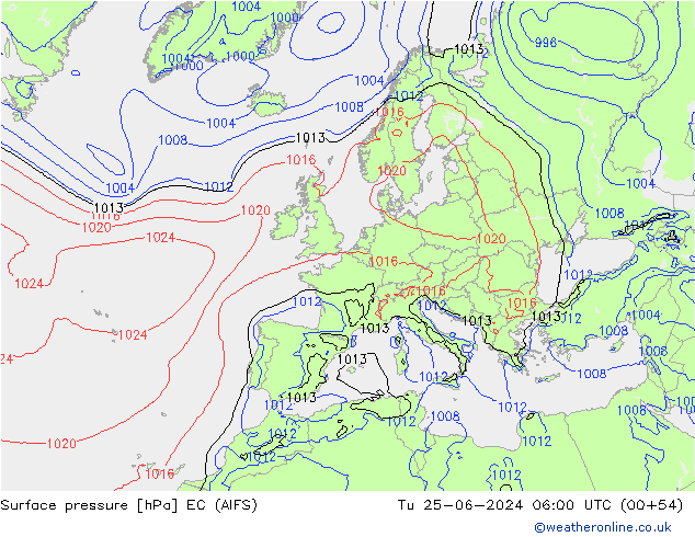 pression de l'air EC (AIFS) mar 25.06.2024 06 UTC