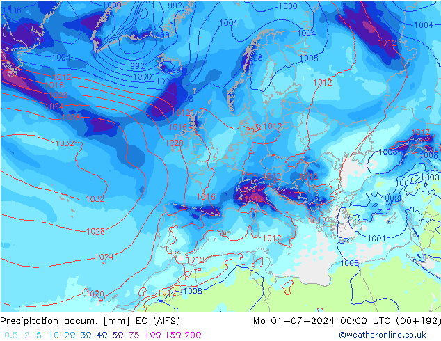 Nied. akkumuliert EC (AIFS) Mo 01.07.2024 00 UTC