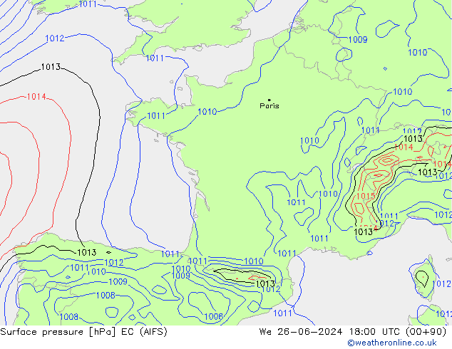 pressão do solo EC (AIFS) Qua 26.06.2024 18 UTC