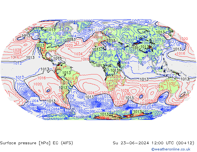 приземное давление EC (AIFS) Вс 23.06.2024 12 UTC