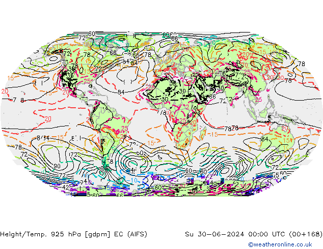 Hoogte/Temp. 925 hPa EC (AIFS) zo 30.06.2024 00 UTC