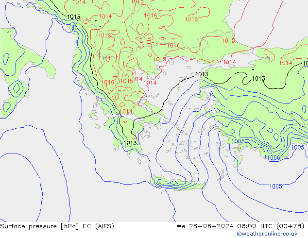 pressão do solo EC (AIFS) Qua 26.06.2024 06 UTC