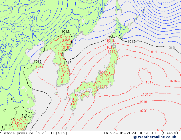 Surface pressure EC (AIFS) Th 27.06.2024 00 UTC