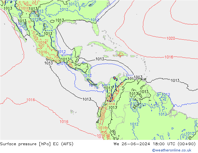 Atmosférický tlak EC (AIFS) St 26.06.2024 18 UTC