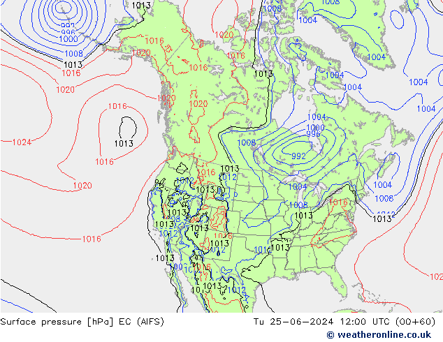 Pressione al suolo EC (AIFS) mar 25.06.2024 12 UTC