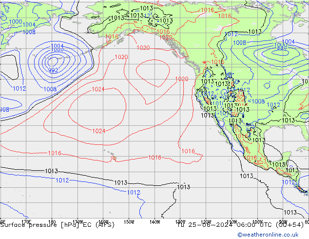 Atmosférický tlak EC (AIFS) Út 25.06.2024 06 UTC