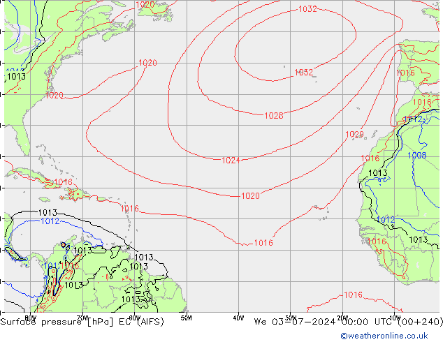 Atmosférický tlak EC (AIFS) St 03.07.2024 00 UTC