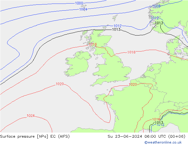 Surface pressure EC (AIFS) Su 23.06.2024 06 UTC