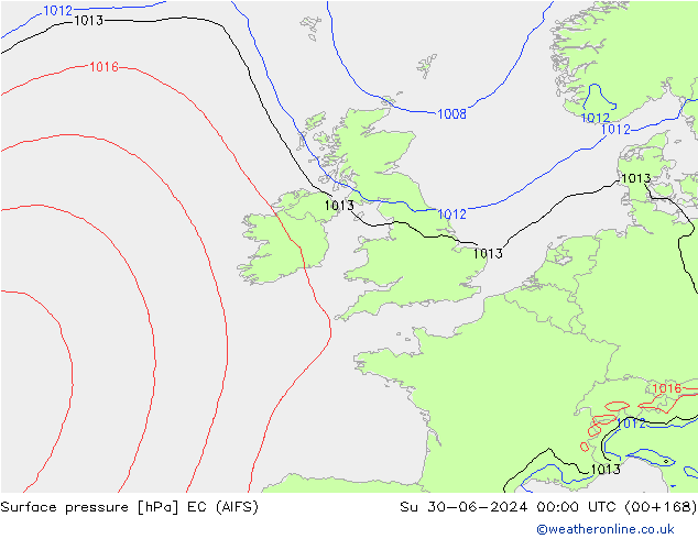 Surface pressure EC (AIFS) Su 30.06.2024 00 UTC