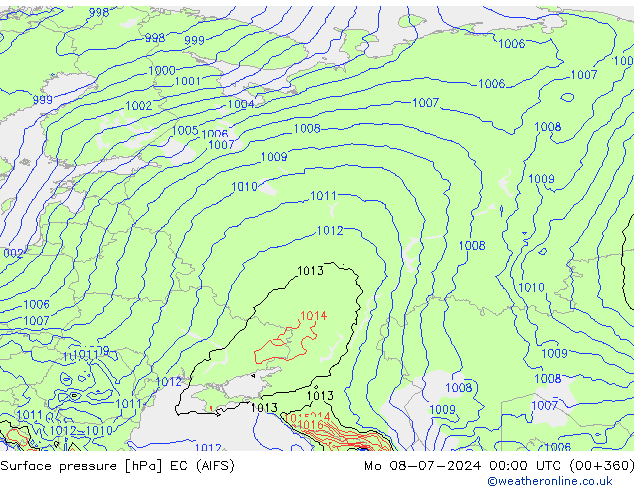 Presión superficial EC (AIFS) lun 08.07.2024 00 UTC