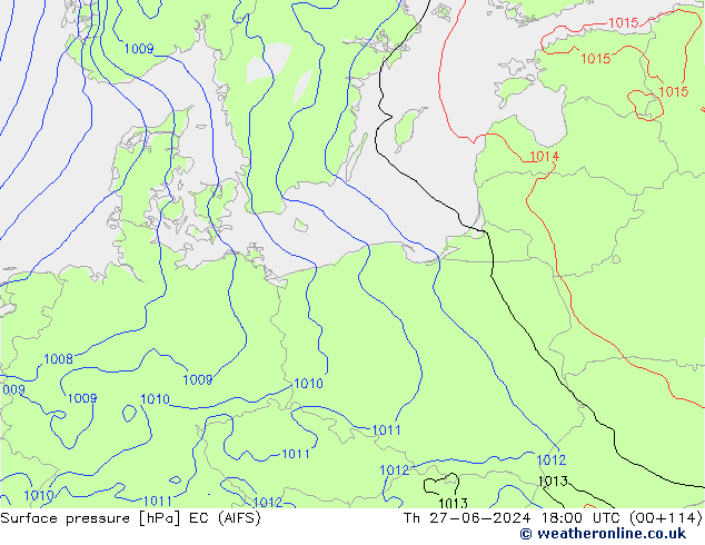 Luchtdruk (Grond) EC (AIFS) do 27.06.2024 18 UTC