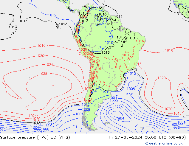 pression de l'air EC (AIFS) jeu 27.06.2024 00 UTC