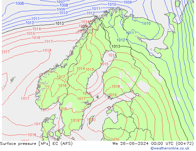 Surface pressure EC (AIFS) We 26.06.2024 00 UTC