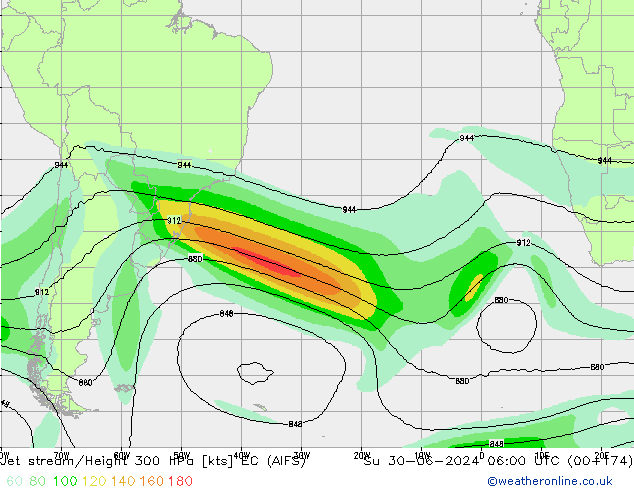 Jet stream/Height 300 hPa EC (AIFS) Su 30.06.2024 06 UTC