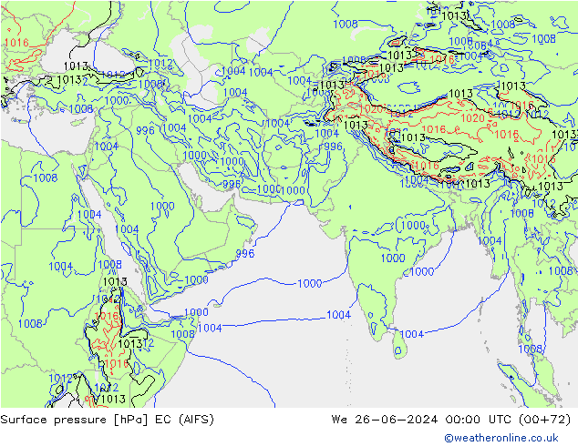 Surface pressure EC (AIFS) We 26.06.2024 00 UTC