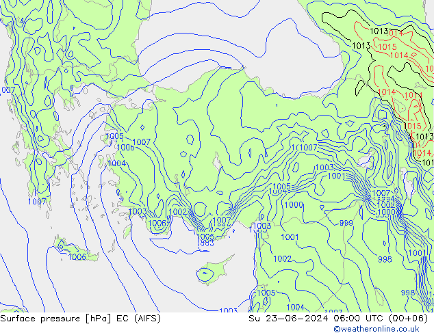 pressão do solo EC (AIFS) Dom 23.06.2024 06 UTC