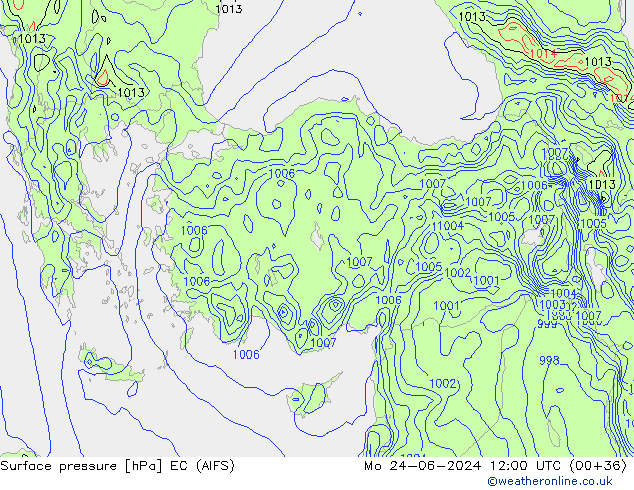 ciśnienie EC (AIFS) pon. 24.06.2024 12 UTC