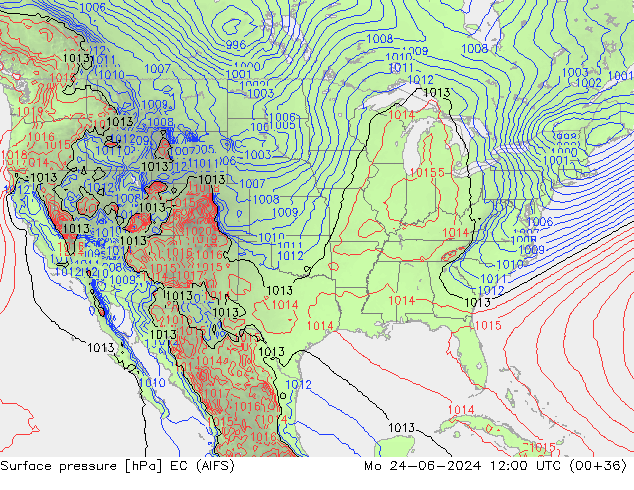 Surface pressure EC (AIFS) Mo 24.06.2024 12 UTC