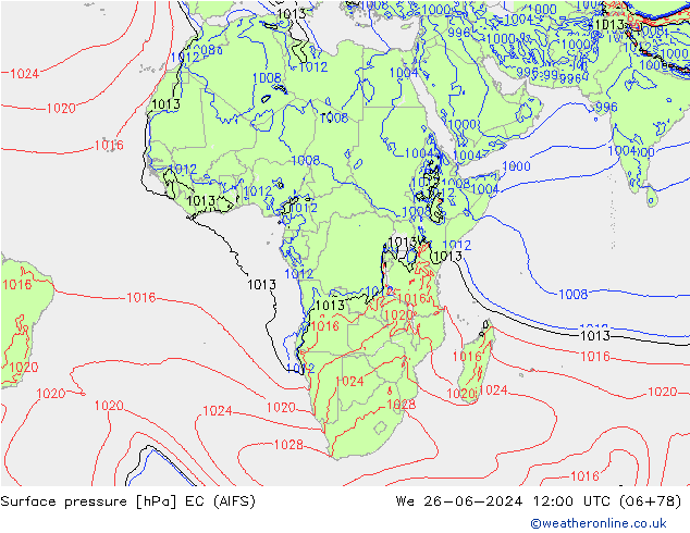 приземное давление EC (AIFS) ср 26.06.2024 12 UTC