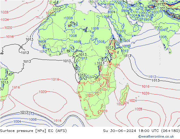 Surface pressure EC (AIFS) Su 30.06.2024 18 UTC