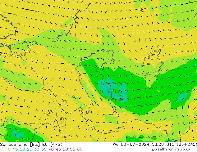 Surface wind EC (AIFS) St 03.07.2024 06 UTC
