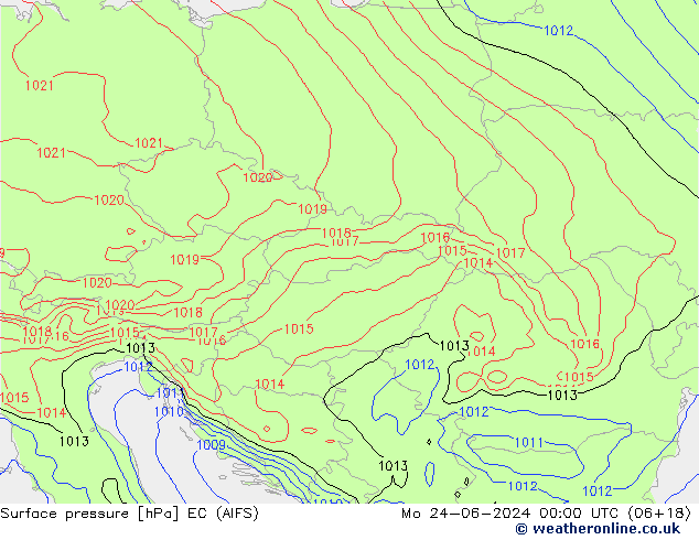 Surface pressure EC (AIFS) Mo 24.06.2024 00 UTC