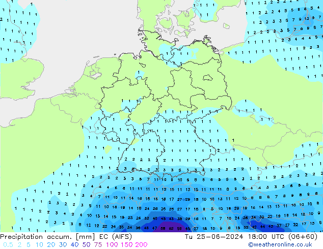 Totale neerslag EC (AIFS) di 25.06.2024 18 UTC