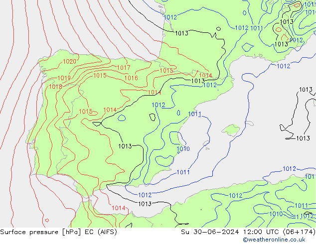 Surface pressure EC (AIFS) Su 30.06.2024 12 UTC