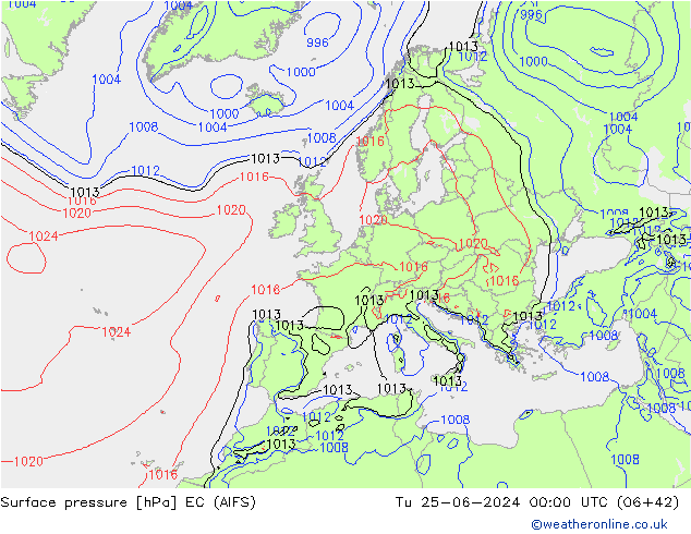 ciśnienie EC (AIFS) wto. 25.06.2024 00 UTC