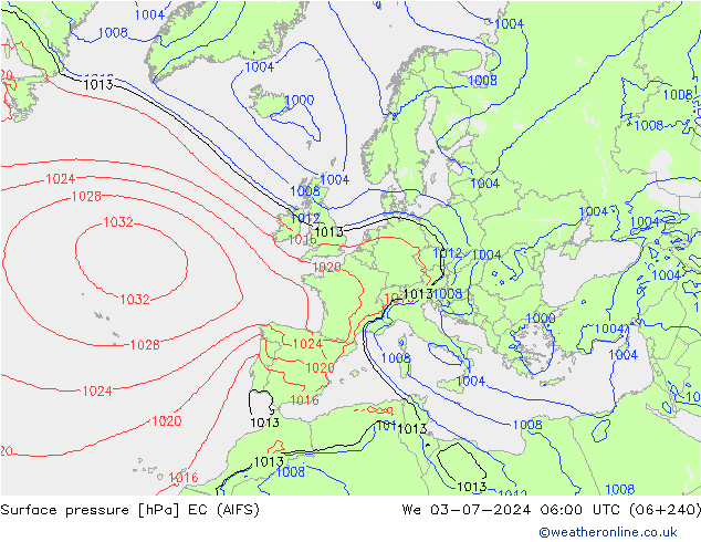 pression de l'air EC (AIFS) mer 03.07.2024 06 UTC