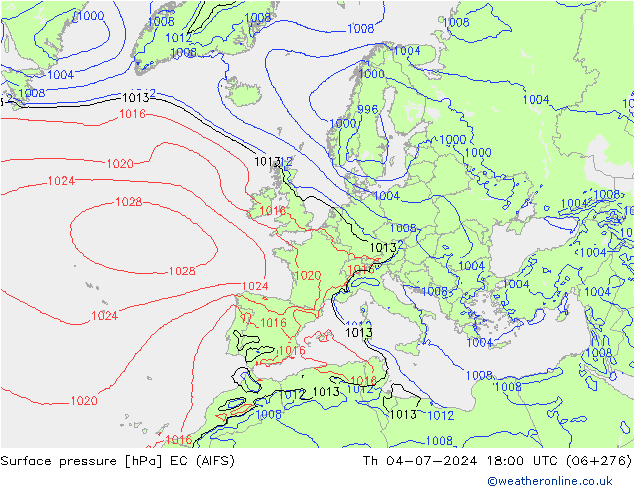 Surface pressure EC (AIFS) Th 04.07.2024 18 UTC