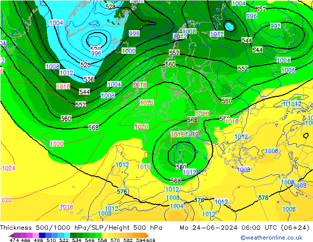 Thck 500-1000hPa EC (AIFS) Mo 24.06.2024 06 UTC