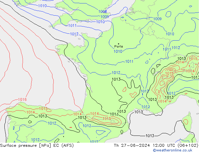 pressão do solo EC (AIFS) Qui 27.06.2024 12 UTC