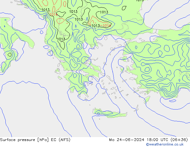 Pressione al suolo EC (AIFS) lun 24.06.2024 18 UTC