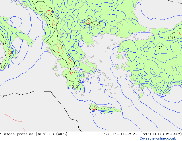 Surface pressure EC (AIFS) Su 07.07.2024 18 UTC