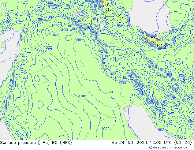 Presión superficial EC (AIFS) lun 24.06.2024 18 UTC