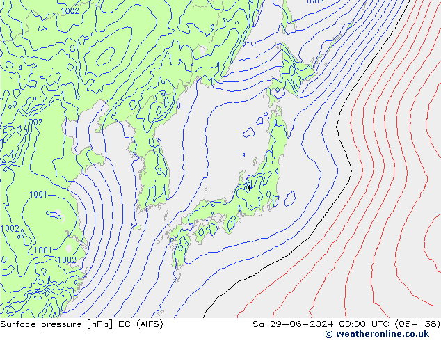 Presión superficial EC (AIFS) sáb 29.06.2024 00 UTC