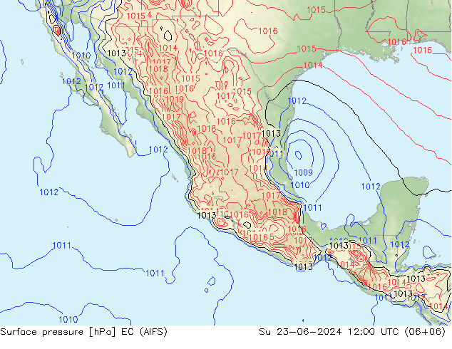 Presión superficial EC (AIFS) dom 23.06.2024 12 UTC