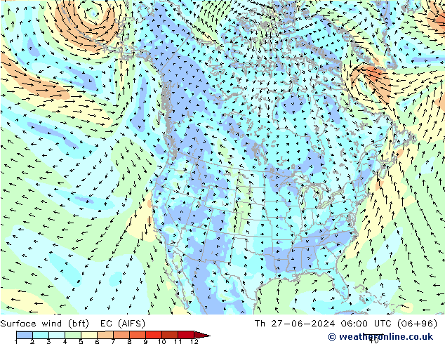  10 m (bft) EC (AIFS)  27.06.2024 06 UTC