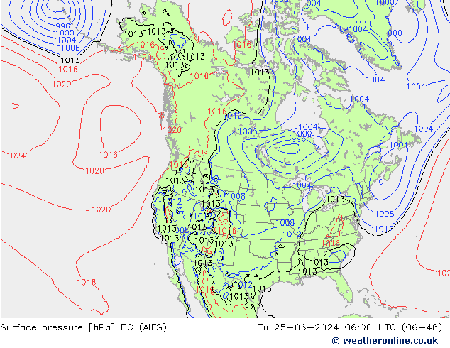 Surface pressure EC (AIFS) Tu 25.06.2024 06 UTC