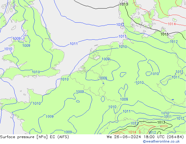 Surface pressure EC (AIFS) We 26.06.2024 18 UTC