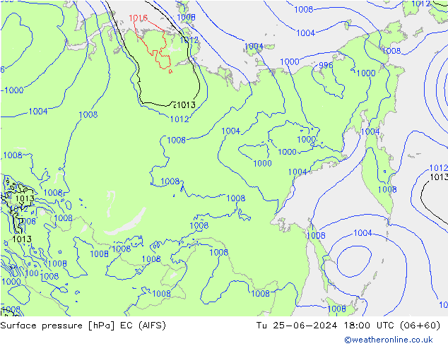 Surface pressure EC (AIFS) Tu 25.06.2024 18 UTC