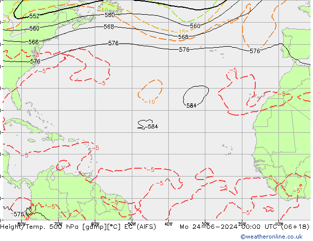 Height/Temp. 500 hPa EC (AIFS) Mo 24.06.2024 00 UTC