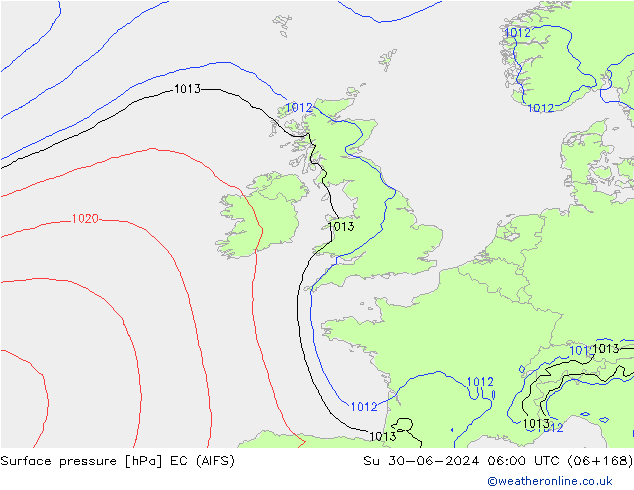 Surface pressure EC (AIFS) Su 30.06.2024 06 UTC