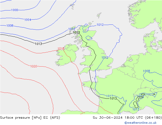 pression de l'air EC (AIFS) dim 30.06.2024 18 UTC