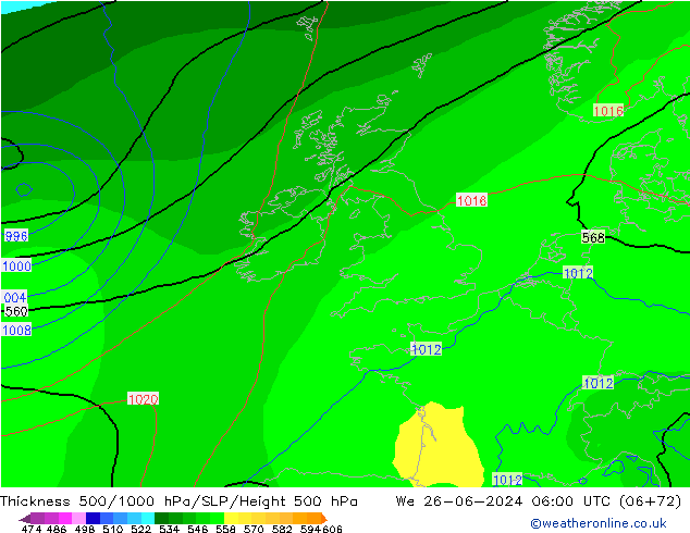 Schichtdicke 500-1000 hPa EC (AIFS) Mi 26.06.2024 06 UTC