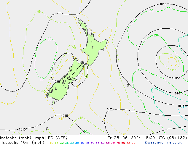 Isotachs (mph) EC (AIFS) Fr 28.06.2024 18 UTC