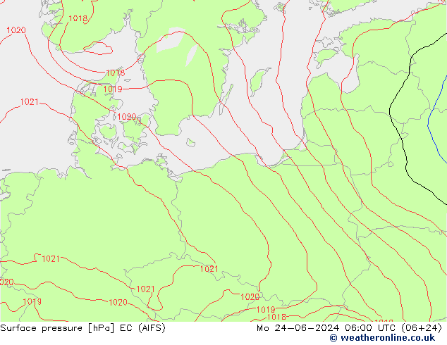 pressão do solo EC (AIFS) Seg 24.06.2024 06 UTC