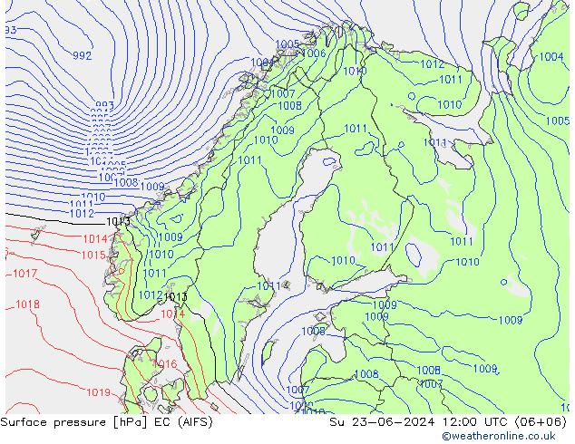 pression de l'air EC (AIFS) dim 23.06.2024 12 UTC