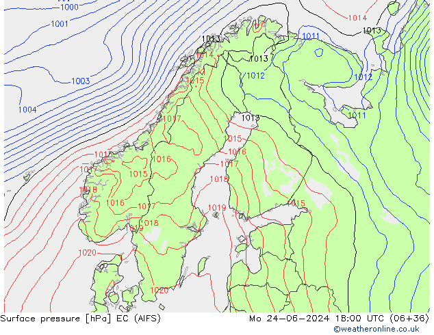 Bodendruck EC (AIFS) Mo 24.06.2024 18 UTC